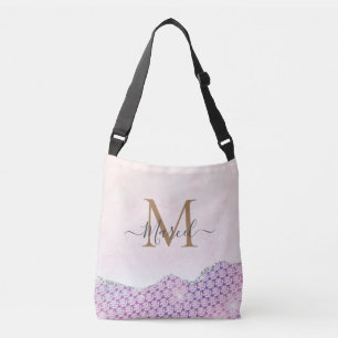 Bolso Cruzado Elegante Monograma Rosa Purpurina rosa Latte Mug