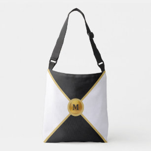 Bolso Cruzado Elegante negro, dorado y blanco