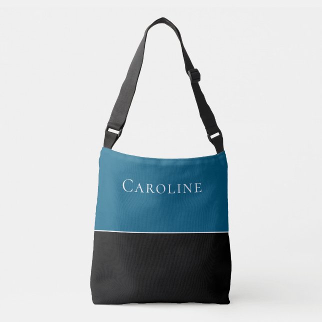 Bolso Cruzado Elegante negro y azul océano personalizado  (Anverso)