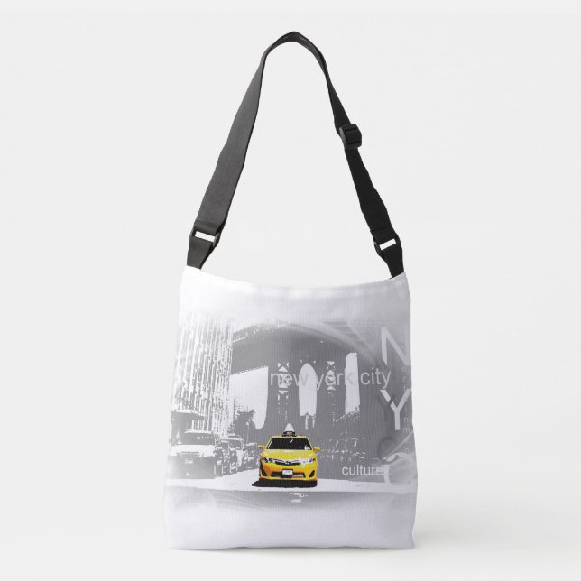 Bolso Cruzado Elegante Nueva York Nyc Brooklyn Taxi Amarillo (Anverso)
