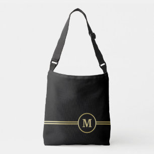 Bolso Cruzado Elegante oro Monograma personalizado sobre negro