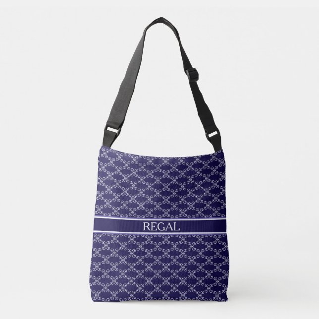 Bolso Cruzado Elegante patrón de espiral sin fisuras sobre azul  (Anverso)