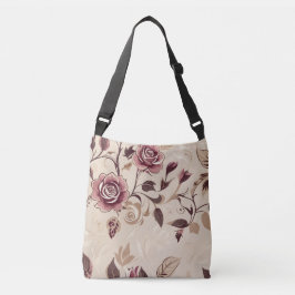 Bolso Cruzado Elegante patrón de rosa marrón
