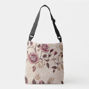 Bolso Cruzado Elegante patrón de rosa marrón