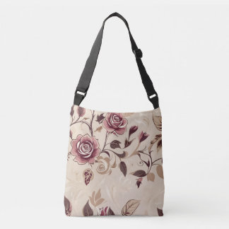 Bolso Cruzado Elegante patrón de rosa marrón