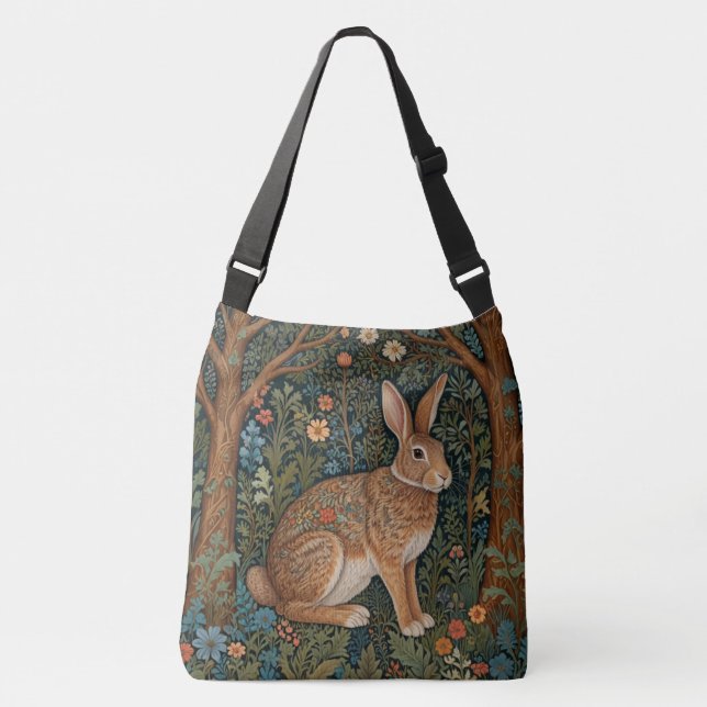 Bolso Cruzado Elegante retro boho conejo leñoso floral (Anverso)
