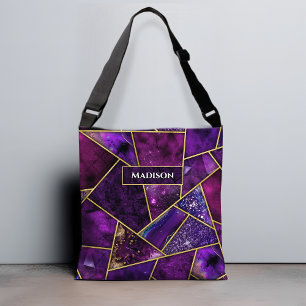 Bolso Cruzado Elegante rosa morado giratorio geométrico