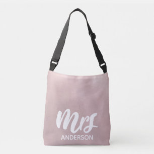 Bolso Cruzado Elegante Rosa Oro Sra. Surname Glass Textura
