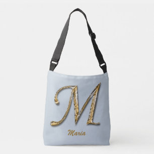 Bolso Cruzado Elegante Sofisticada Letra Gold M Monograma