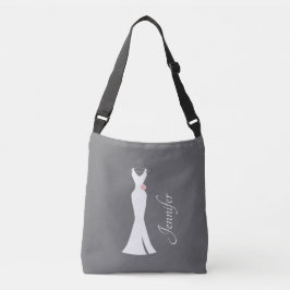 Bolso Cruzado Elegante vestido blanco sobre gris - Diseño sencil