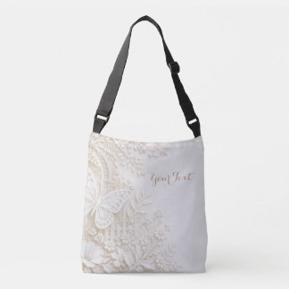 Bolso Cruzado Eleganter Papercut Schmetterling mit Blumenrahmen