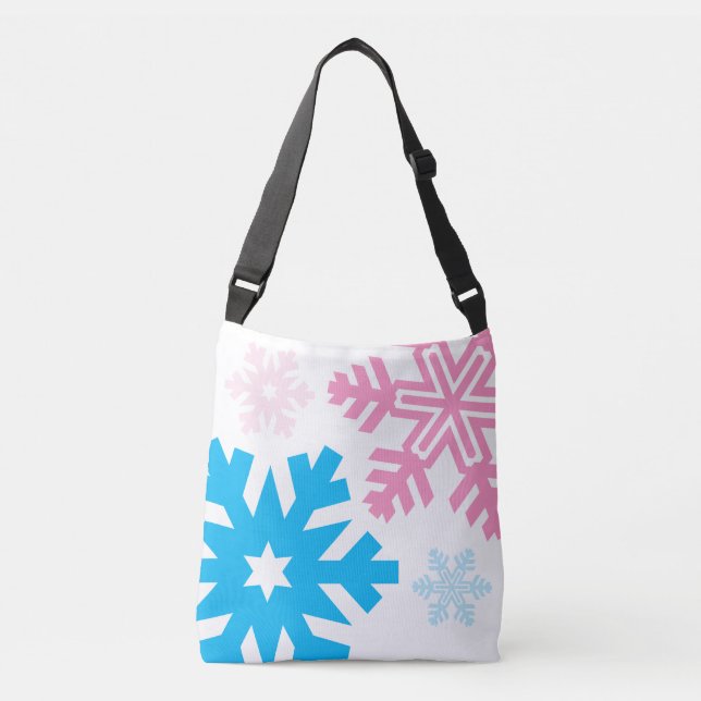 Bolso Cruzado Elegantes copas de nieve rosa y azul (Anverso)