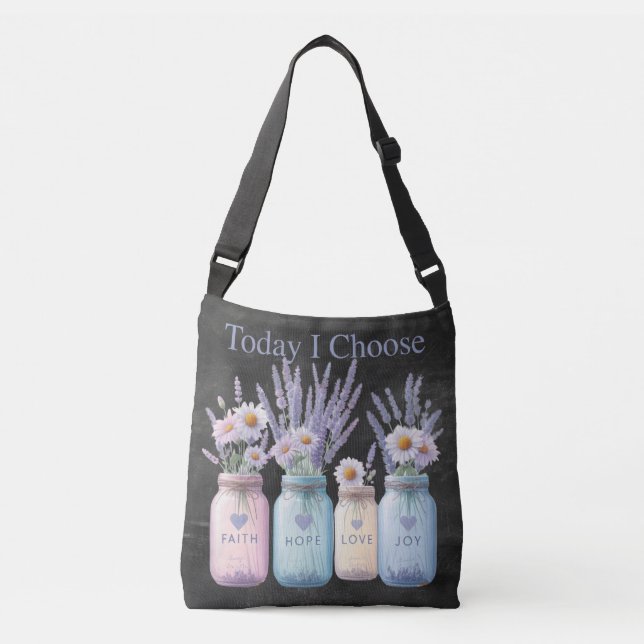 Bolso Cruzado Elegir positividad Mason Jar Faith Esperanza Amor  (Anverso)