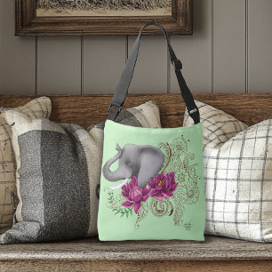 Bolso Cruzado Elephant Henna Lotus Flowers