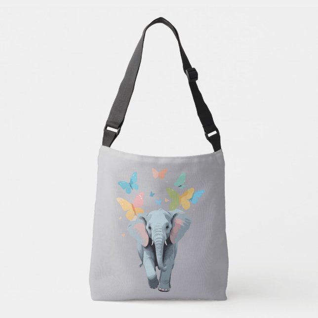 Bolso Cruzado Elephant Vector Pintura Adorable Diversión Reprodu (Anverso)
