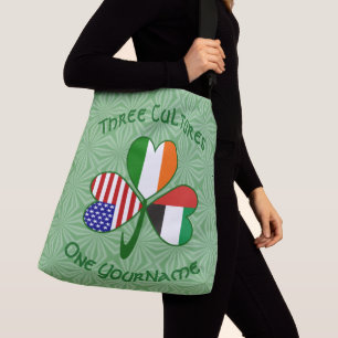 Bolso Cruzado EMAE Irlanda EE. UU. Trébol Bandera Texto Personal
