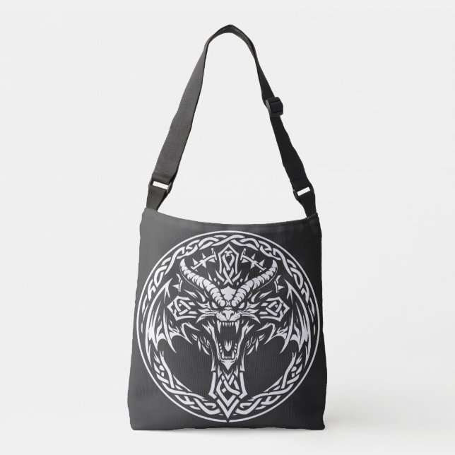 Bolso Cruzado Emblema de Dragón Celta por BurnsInHell (Anverso)