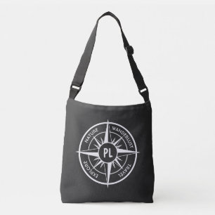 Bolso Cruzado Emblema de la estrella de la brújula monograma bla