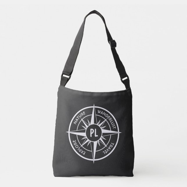Bolso Cruzado Emblema de la estrella de la brújula monograma bla (Anverso)