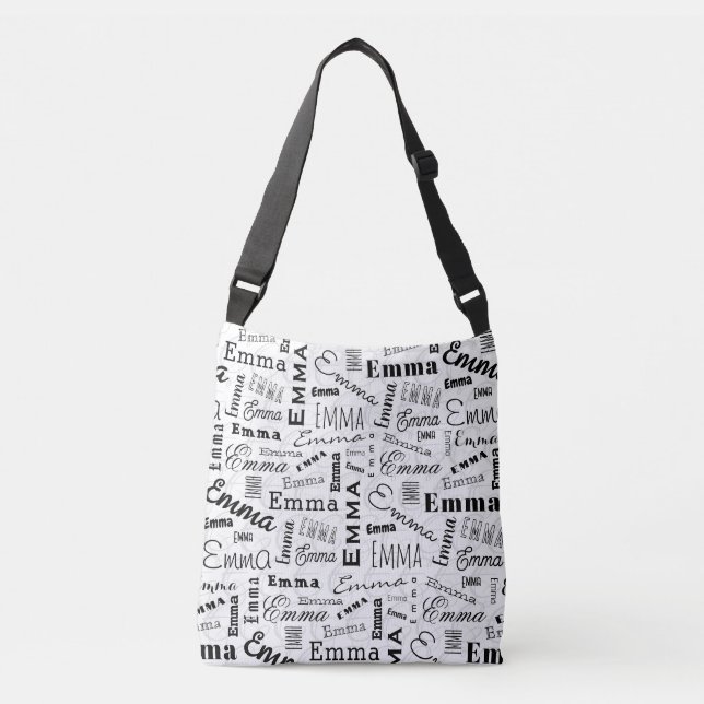 Bolso Cruzado Emma Nombre personalizado blanco negro (Anverso)
