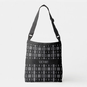 Bolso Cruzado Empoderamiento Patrón Plateado Negro