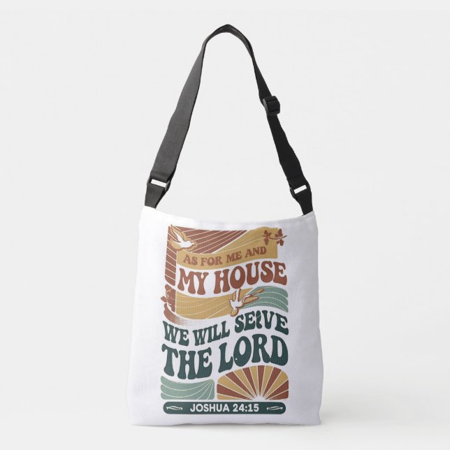 Bolso Cruzado En cuanto a mi casa y yo" diseño de la Biblia Vers (Anverso)