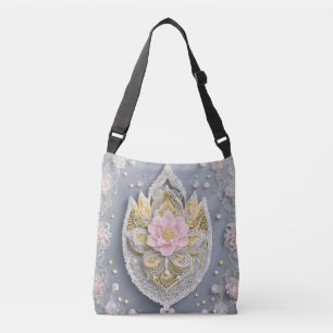 Bolso Cruzado Encaje de vidrio gris arte de IA