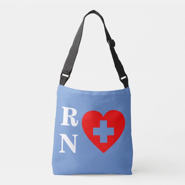 Bolso Cruzado Enfermeras azul del corazón rojo (Anverso)