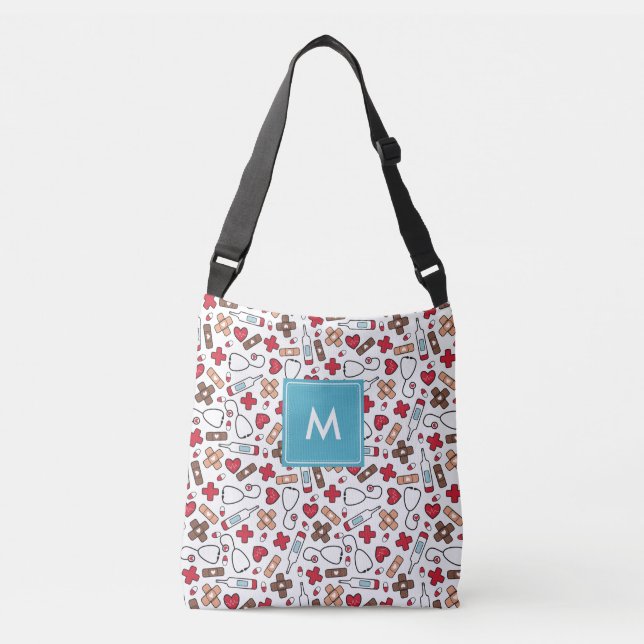 Bolso Cruzado Enfermero Monogramado de patrón médico (Anverso)