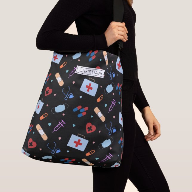 Bolso Cruzado Enfermero RN personalizado | Patrón médico Médica (Detalle)