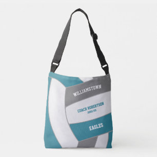 Bolso Cruzado Entrenador atleta de voleibol del equipo gris verd