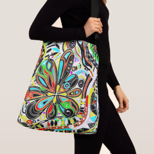 Bolso Cruzado Esbozo de arte de fantasía - Flores abstractas 3