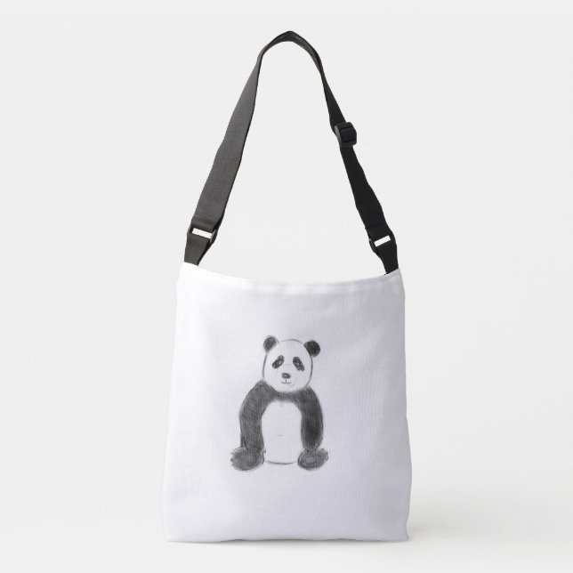 Bolso Cruzado Esbozo de panda blanco y negro (Anverso)