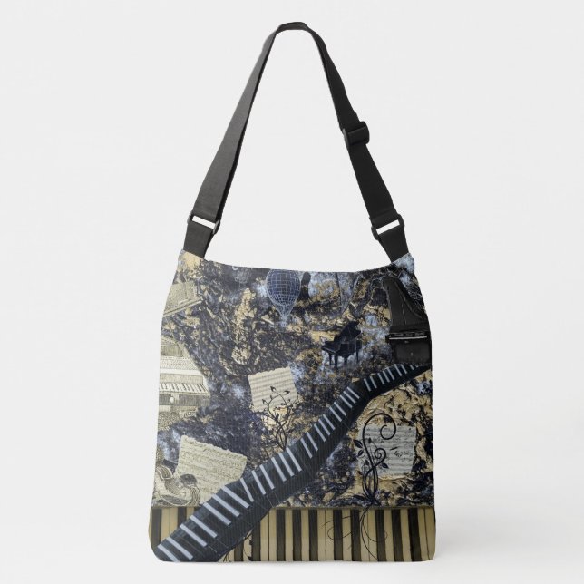 Bolso Cruzado Escena de la fantasía del paisaje del teclado (Anverso)