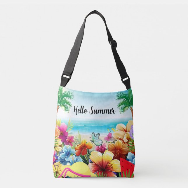 Bolso Cruzado Escena divertida en la playa de verano (Anverso)