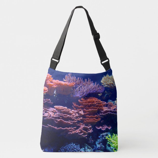 Bolso Cruzado Escenario submarino, océano, naturaleza marina (Anverso)