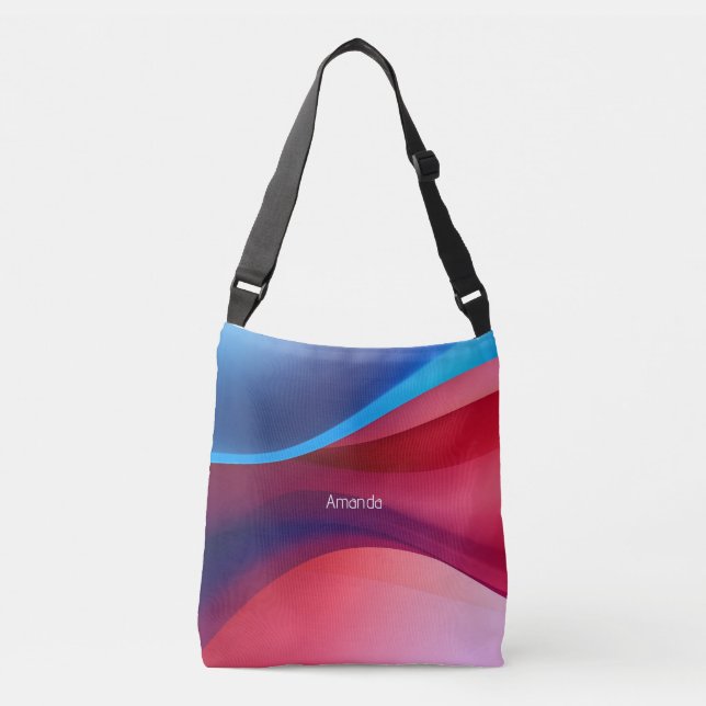 Bolso Cruzado Escuela abstracta azul oscuro morado (Anverso)