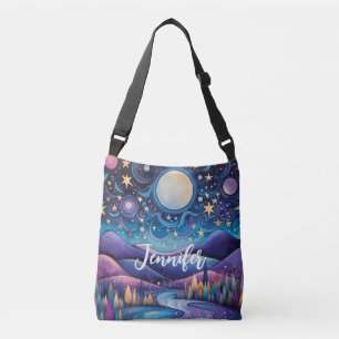 Bolso Cruzado Espectacular paisaje nocturno de la luna grande