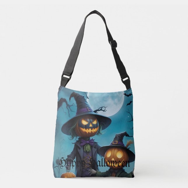 Bolso Cruzado Espectacular Tote dúo de calabaza de Halloween (Anverso)