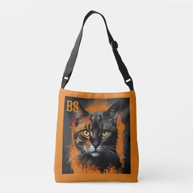 Bolso Cruzado Espeluznante gato de terror de Halloween disfrazad (Reverso)