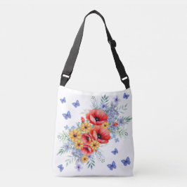 Bolso Cruzado Espías rojas deliciosas, girasoles y mariposas