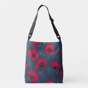 Bolso Cruzado Espías rojas y ladybugs en azul oscuro