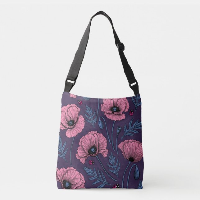 Bolso Cruzado Espías rosadas en violeta oscuro (Anverso)