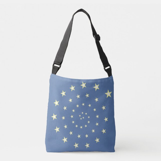 Bolso Cruzado Espiral de estrellas elegantes en azul maravilloso (Anverso)