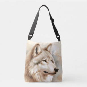 Bolso Cruzado Espíritu de Lobo Acuarela – Vida Silvestre Mística