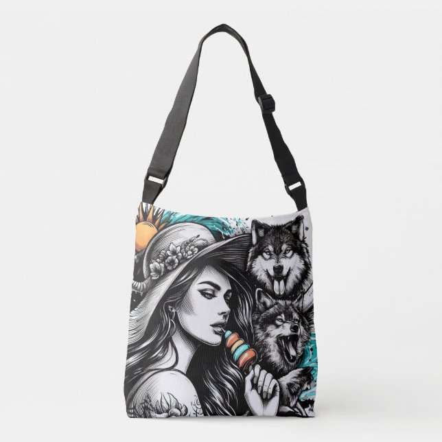 Bolso Cruzado Espíritu de verano - Belleza y los lobos (Anverso)