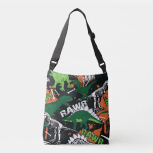 Bolso Cruzado Esqueleto de dinosaurio, patrón ininterrumpido.