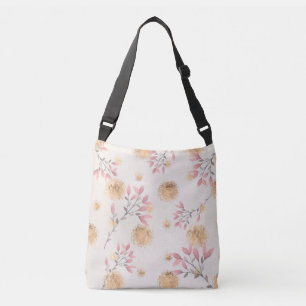 Bolso Cruzado Estampado de flores rosadas dispersas entre salpic