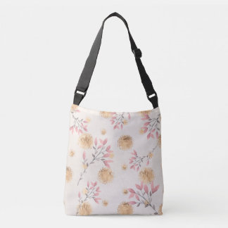 Bolso Cruzado Estampado de flores rosadas dispersas entre salpic