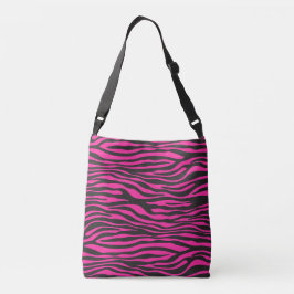Bolso Cruzado Estampado de zebra rosado y negro